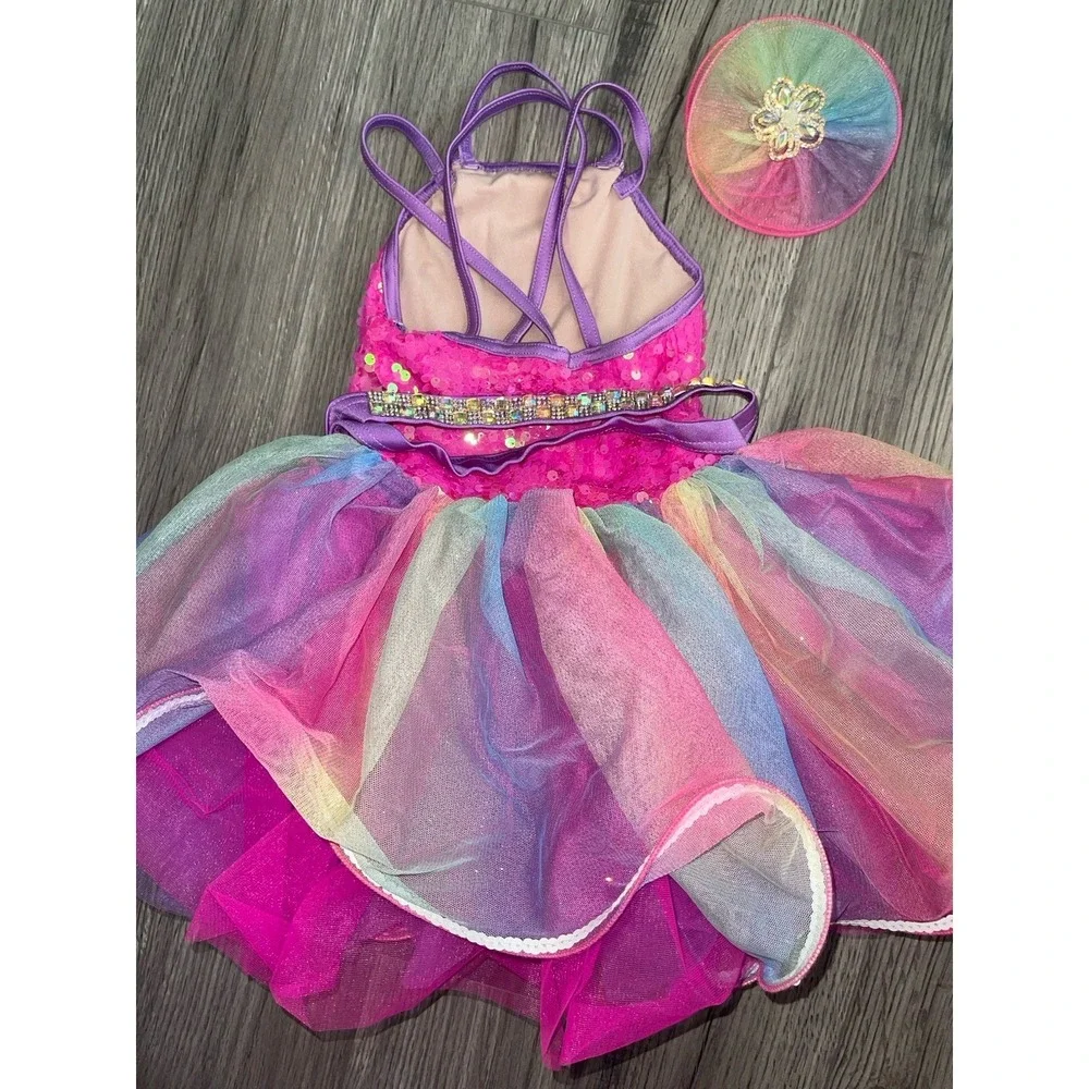 Weissman Girls Dance Dresses / Costumes & Hair Accessory Size XSC Bundle